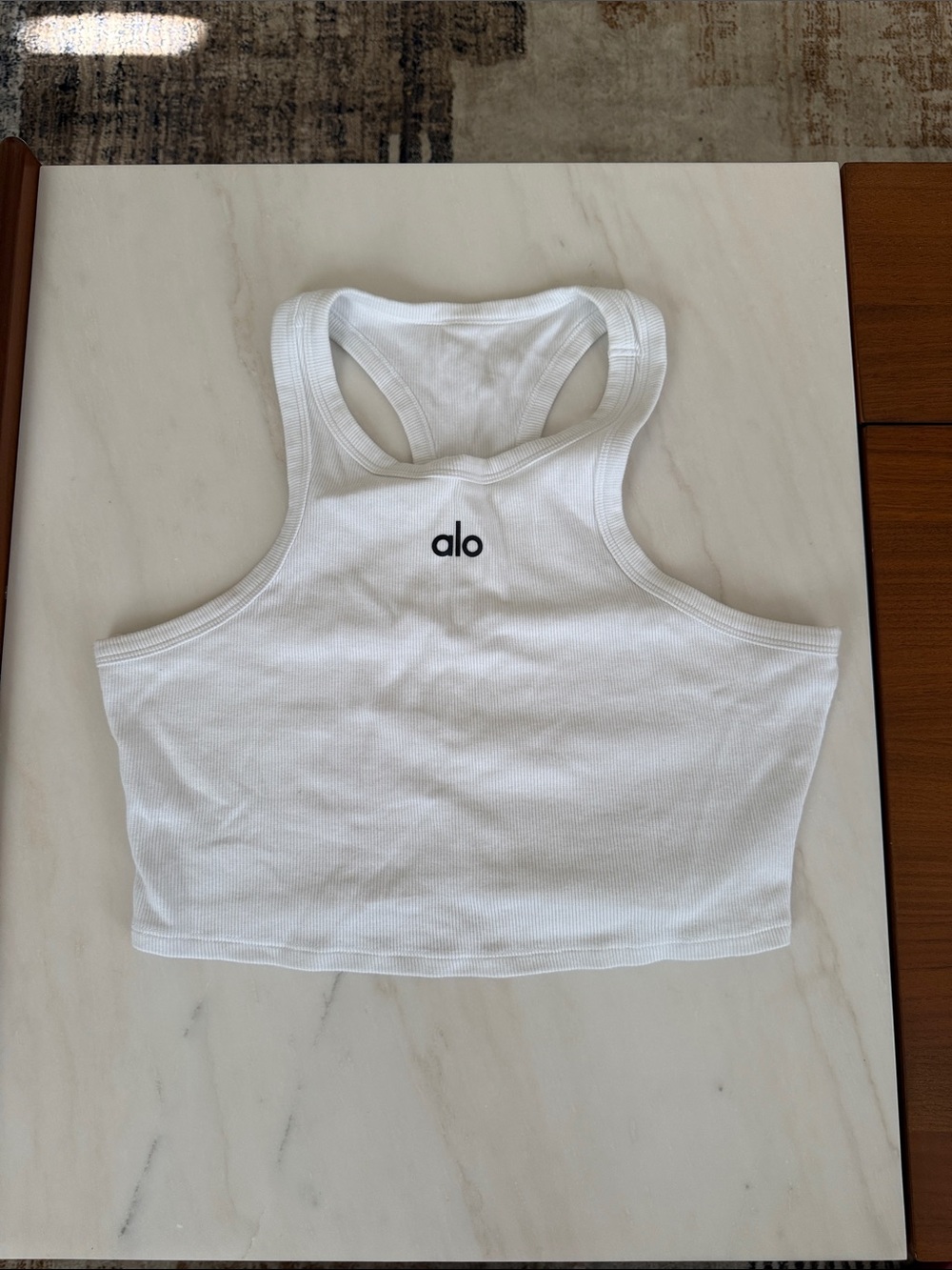 ALO Yoga White aspire tank Ribbed Racerback Crop Tank